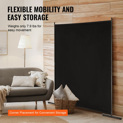 Room Divider, Single Panel Room Divider, 6FT Privacy Screen Indoor, Partition Divider for Room Separation, Freestanding Room Divider Panel for Office, Bedroom, Black