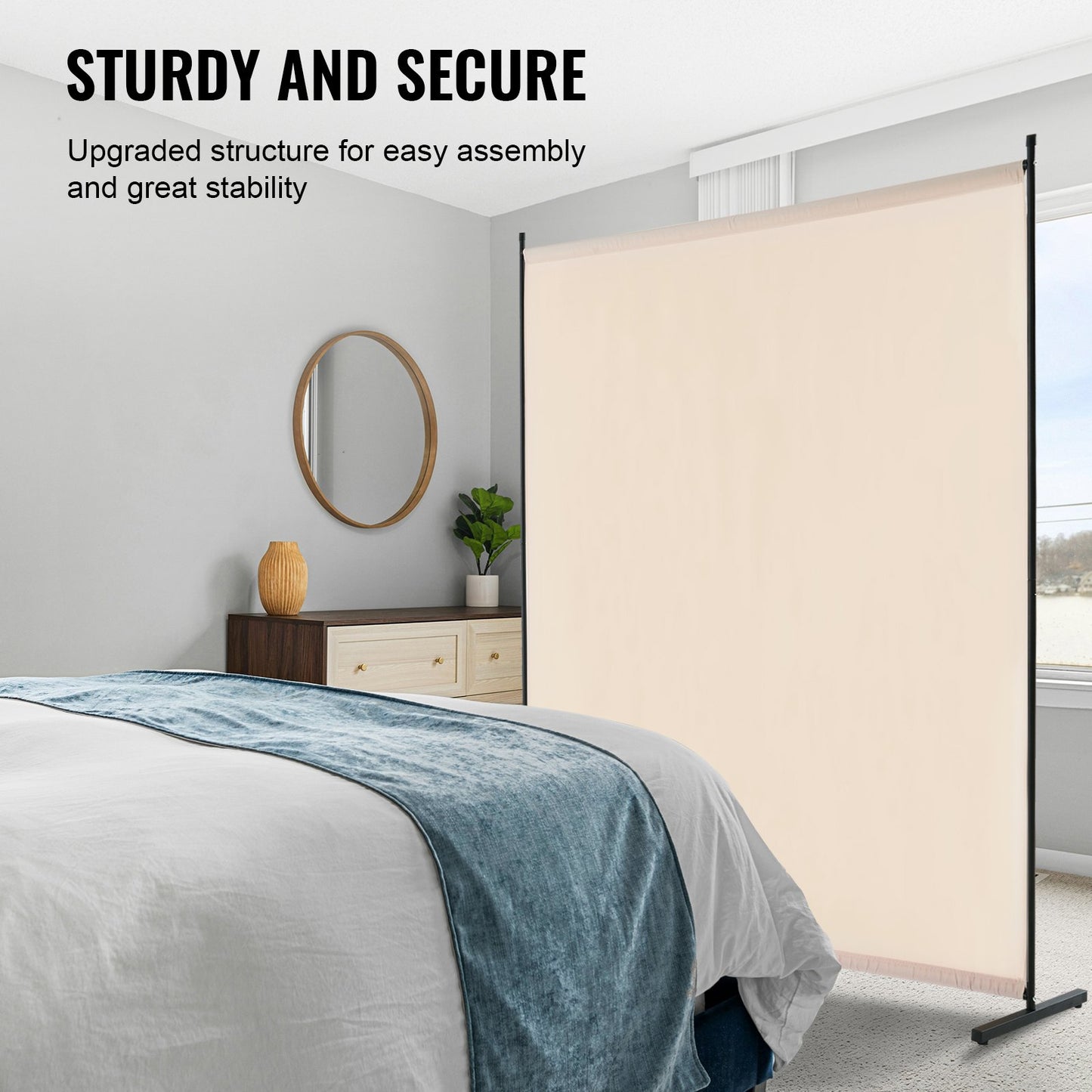 Room Divider, Single Panel Room Divider, 6FT Privacy Screen Indoor, Partition Divider for Room Separation, Freestanding Room Divider Panel for Office, Bedroom, Beige