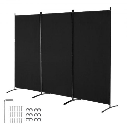 Room Divider, 3 Panels Room Divider, Folding Privacy Screen and Portable Partition Divider for Room Separation, Freestanding Room Partitions for Office, Bedroom, Study, Black