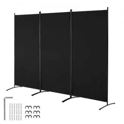 Room Divider, 3 Panels Room Divider, Folding Privacy Screen and Portable Partition Divider for Room Separation, Freestanding Room Partitions for Office, Bedroom, Study, Black