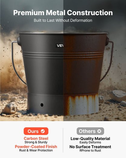 Askhink, 4 st med lock, spade, kvast och handskar, metallkolshink och askbehållare för öppen spis, 9,8 l stor kapacitet för öppen spis, eldgropar, vedeldade kaminer, inomhus och utomhus