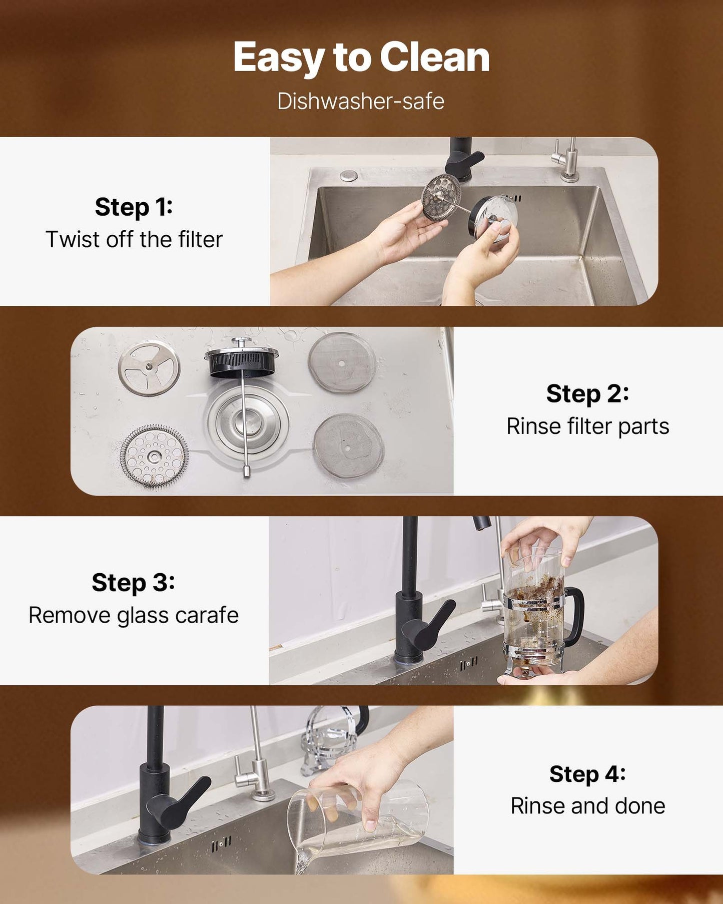 French Press Coffee Maker, 1 Liter Borosilicate Glass Coffee Press Tea Maker with Stainless Steel Filter, Large Glass French Presses Cold Brew for Camping Travel Home Kitchen, Silver