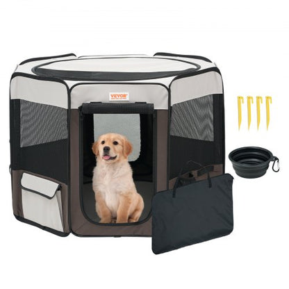 Foldable Pet Playpen, 36 inch Portable Dog Playpen, Crate Kennel for Puppy, Dog, Cat, Premium Waterproof 600D Oxford Cloth, Removable Zipper, for Indoor Outdoor Travel Camping Use (Octagon, M)
