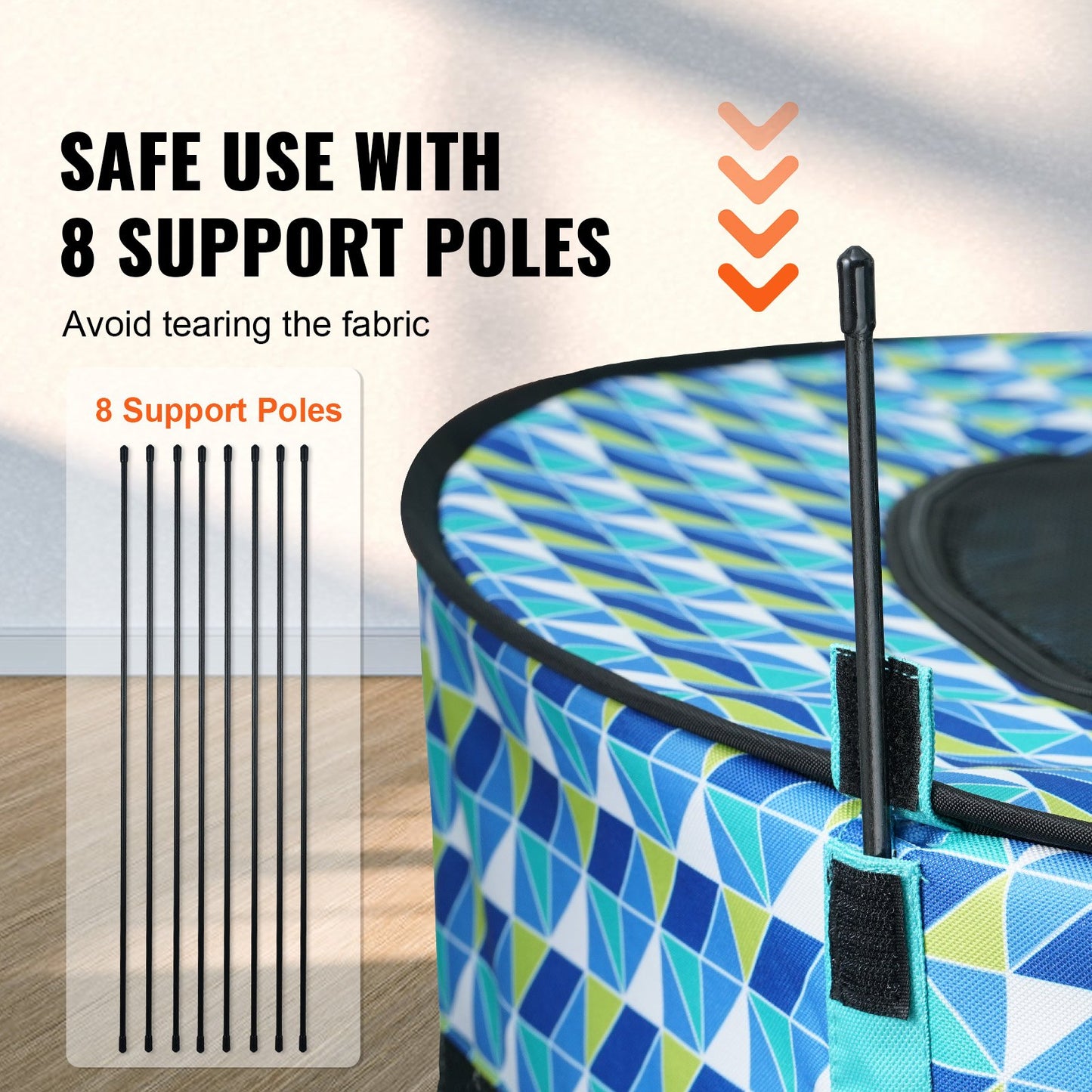 Hopfällbar lekhage för husdjur, 112 x 112 x 61 cm, bärbar lekhage för valpar, hundar, katter, vattentät 600D oxfordtyg, avtagbar dragkedja, för inomhus- och utomhusresor, camping (rund, L)