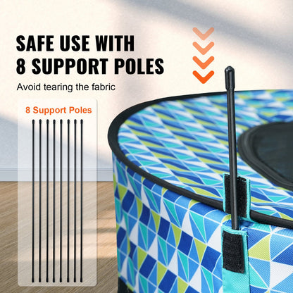 Hopfällbar lekhage för husdjur, 112 x 112 x 61 cm, bärbar lekhage för valpar, hundar, katter, vattentät 600D oxfordtyg, avtagbar dragkedja, för inomhus- och utomhusresor, camping (rund, L)