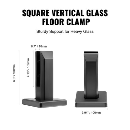 Glasklämma, 4 st fyrkantiga glasräckesfästen för 0,31"-0,47" härdat glas, monteringsklämma i rostfritt stål 304, 0,12” tjockt glashyllefäste för balkong, trädgård, altan, trappa