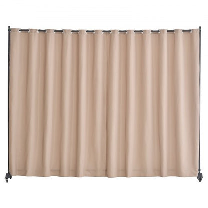 Room Divider, Portable Panel Room Divider with Wheels Curtain Divider Stand, Freestanding Room Divider Privacy Screen for Office, Bedroom, Dining Room, Study, Brown