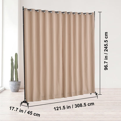Room Divider, Portable Panel Room Divider with Wheels Curtain Divider Stand, Freestanding Room Divider Privacy Screen for Office, Bedroom, Dining Room, Study, Brown