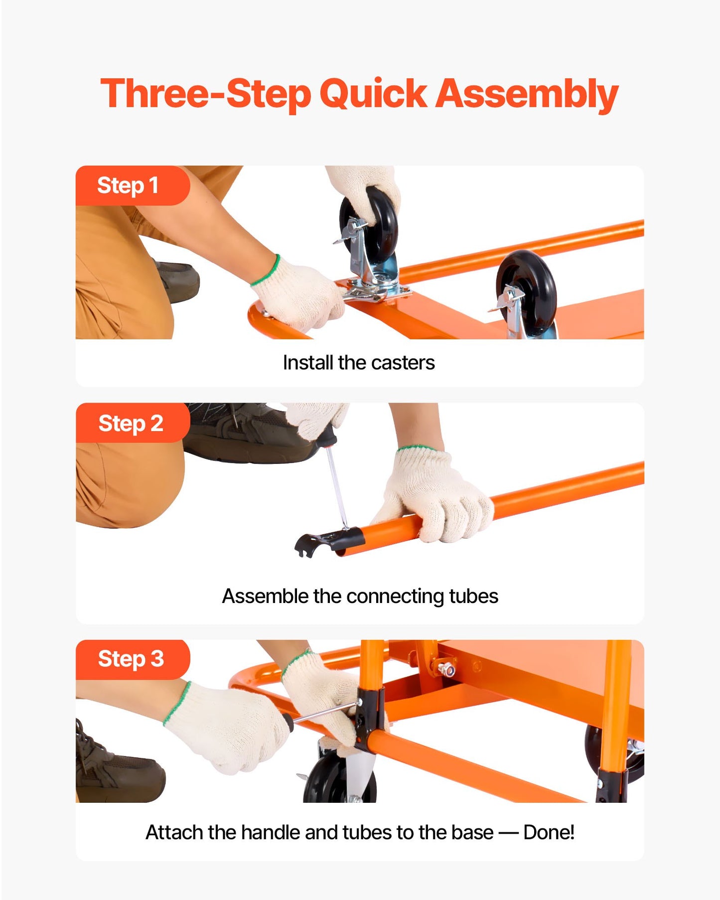 Drywall Cart Dolly, 816 kg Load Capacity, Steel Panel Dolly with 4 Swivel Casters, Durable & Long-lasting, Panel Truck Cart with Tie-Down Strap for Plywood, Plasterboard, Glass, Orange