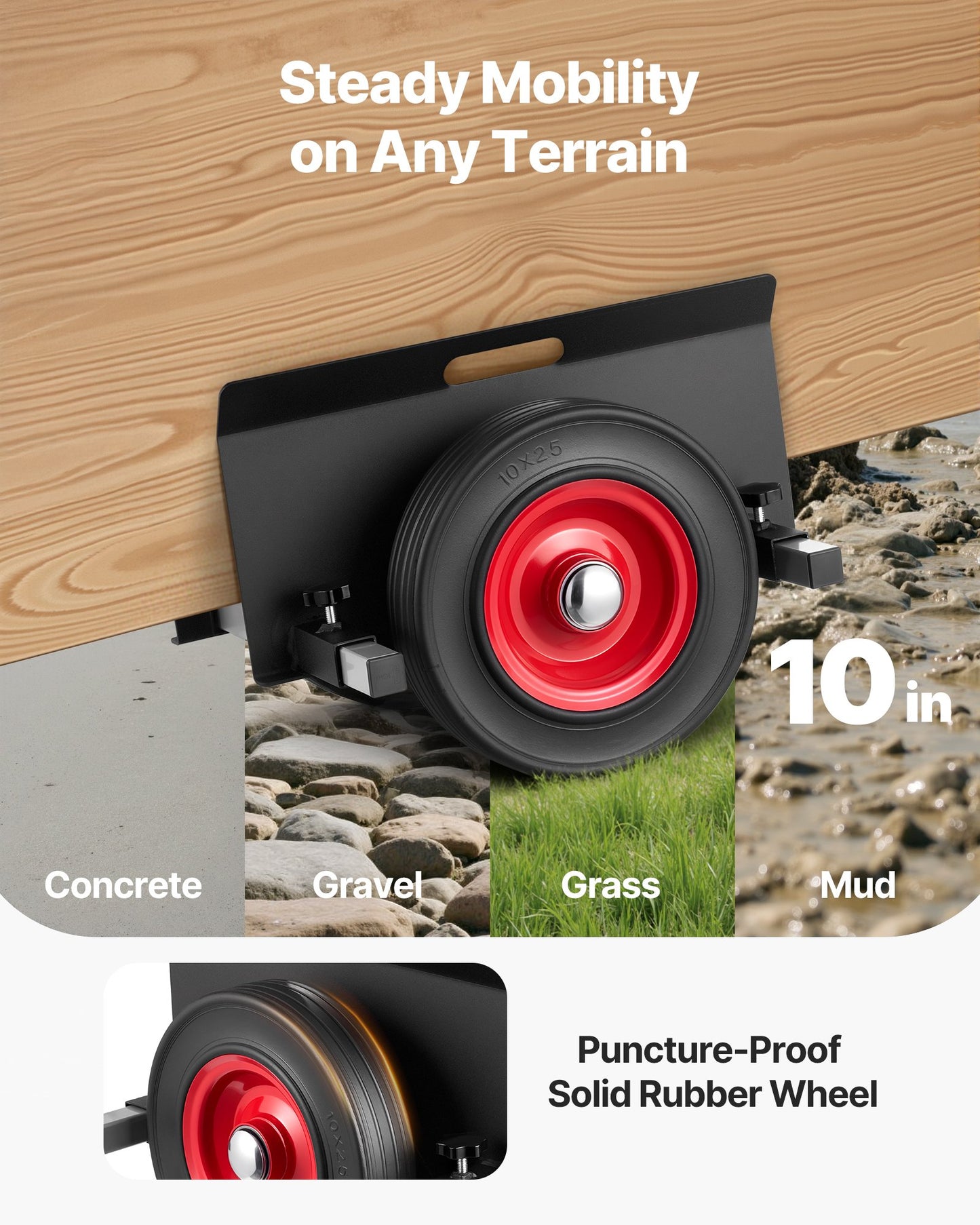 Panelvagn, 453,6 kg lastkapacitet, gipsvagn med 25 cm gummihjul passar olika terränger, justerbar klämpanelvagn för stålpaneler, madrasser, dörrar och gipsskivor, svart