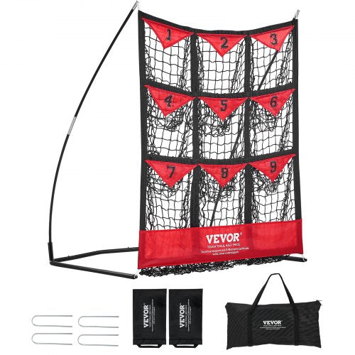 9 Hole Baseball Net, 36"x30" Softball Baseball Training Equipment for Hitting Pitching Practice, Portable Quick Assembly Trainer Aid with Carry Bag, Strike Zone, Ground Stakes, for Youth Adults