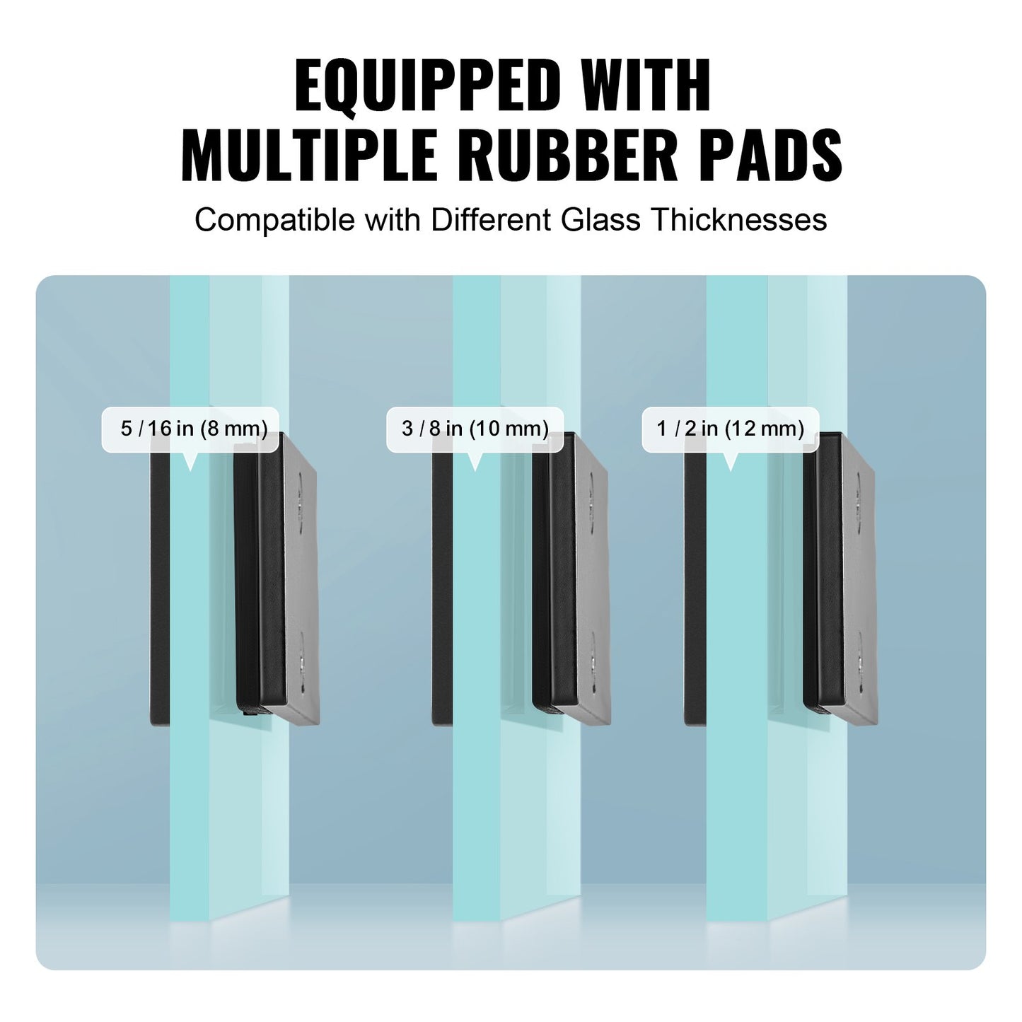 Glasklämma, 4 st rektangulära glasräckesfästen för 0,31"-0,47" härdat glas, monteringsklämma i rostfritt stål 304, 0,2” tjockt glashyllefäste för balkong, trädgård, pool, trappa