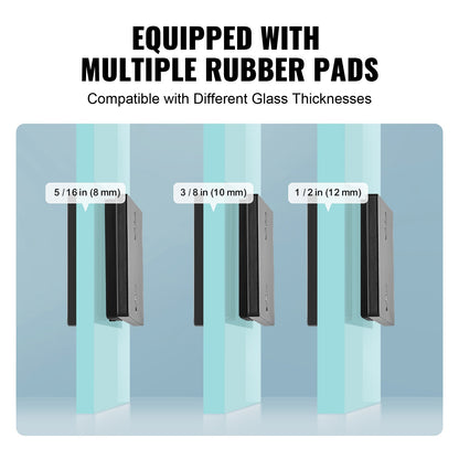 Glasklämma, 4 st rektangulära glasräckesfästen för 0,31"-0,47" härdat glas, monteringsklämma i rostfritt stål 304, 0,2” tjockt glashyllefäste för balkong, trädgård, pool, trappa