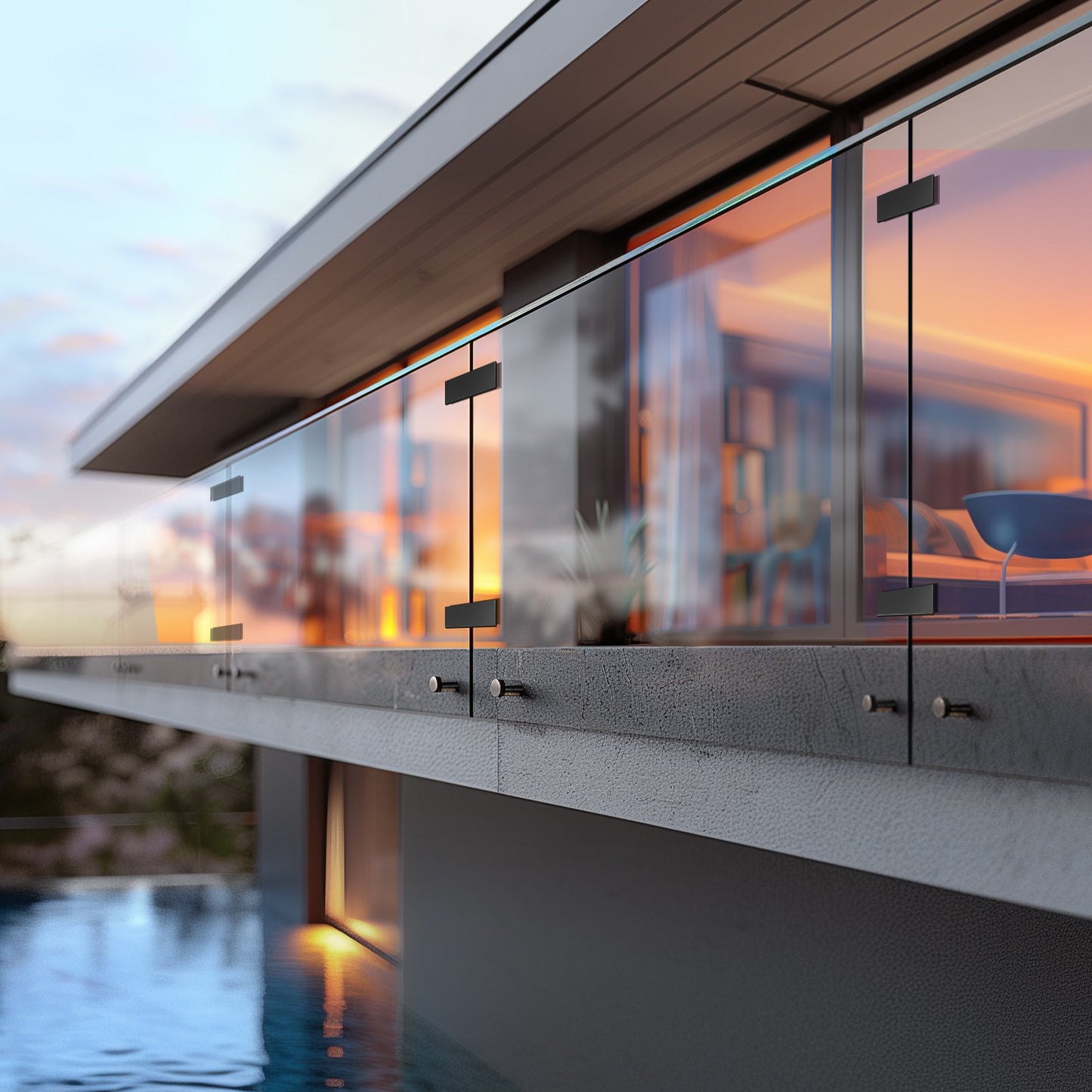 Glasklämma, 4 st rektangulära glasräckesfästen för 0,31"-0,47" härdat glas, monteringsklämma i rostfritt stål 304, 0,2” tjockt glashyllefäste för balkong, trädgård, pool, trappa