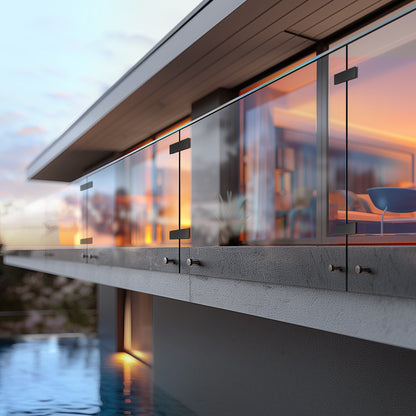 Glasklämma, 4 st rektangulära glasräckesfästen för 0,31"-0,47" härdat glas, monteringsklämma i rostfritt stål 304, 0,2” tjockt glashyllefäste för balkong, trädgård, pool, trappa