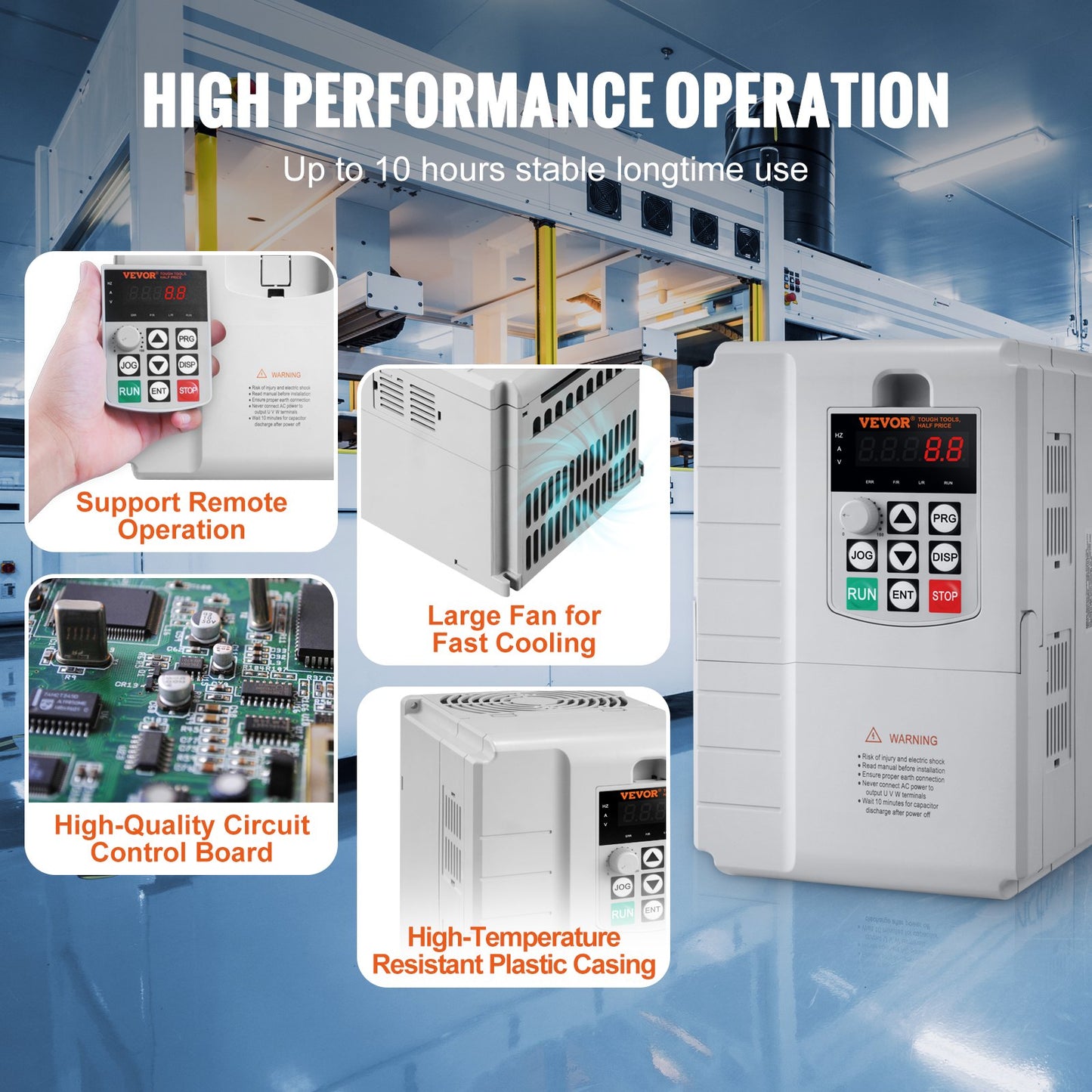 VFD 7.5KW, 34A, 10HP Variable Frequency Drive for 3-Phase Motor Speed Control