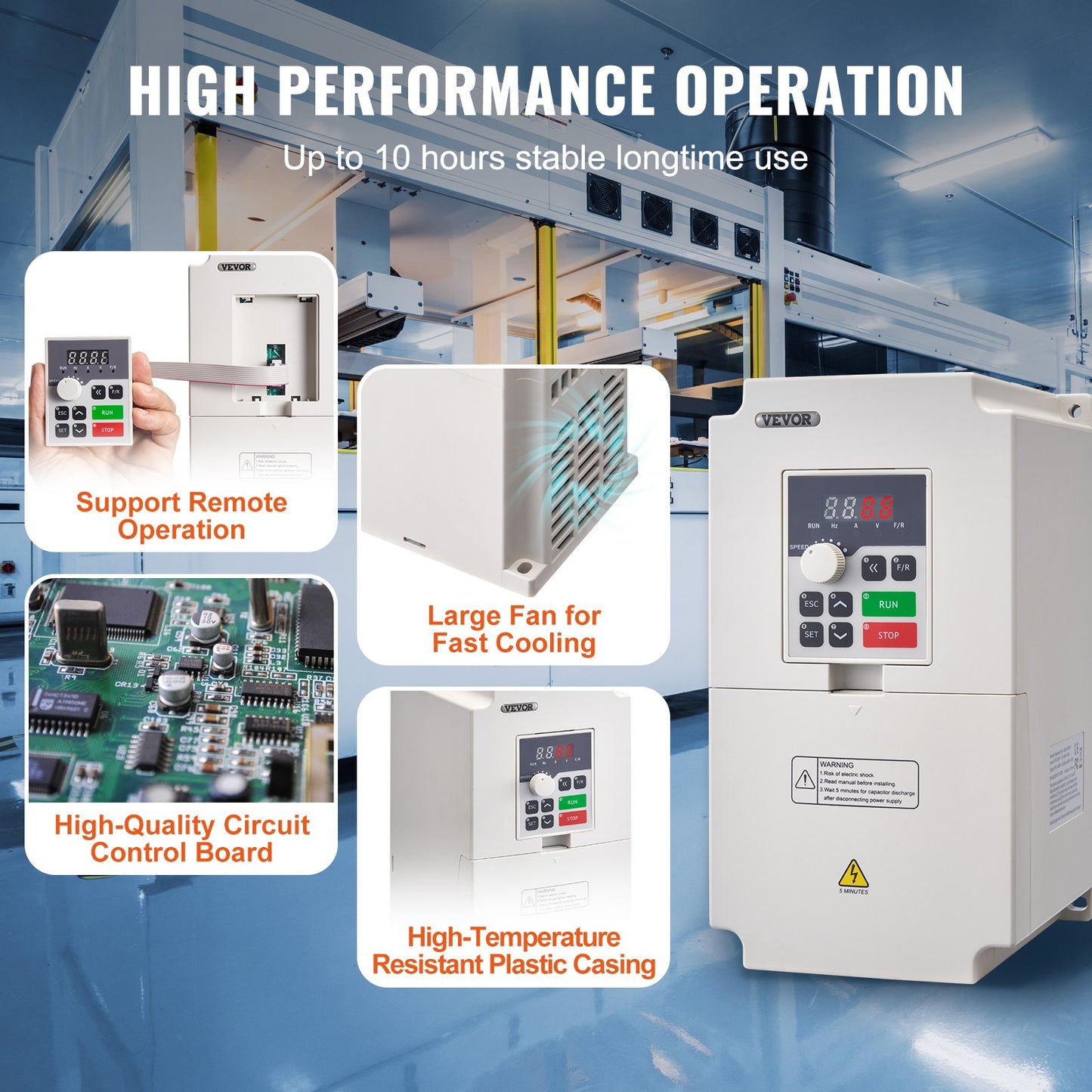 VFD 5 hk, 4 kW, 8,5 A, 3-fas AC 380 V ingång till 3-fas AC 0 - 380 V utgång Variabel frekvensomriktare, 50/60 Hz ingång, 0-2000 Hz utgång VFD för spindelmotorns varvtalsreglering