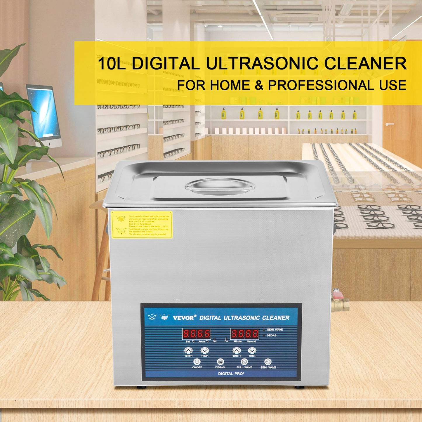 10L Ultrasonic Cleaner Dual Frequency Ultrasonic Cleaning Machine with Heater Jewelry Cleaner for Parts Jewelry Eyeglass Ring Denture Record Circuit Board 28/40KHz