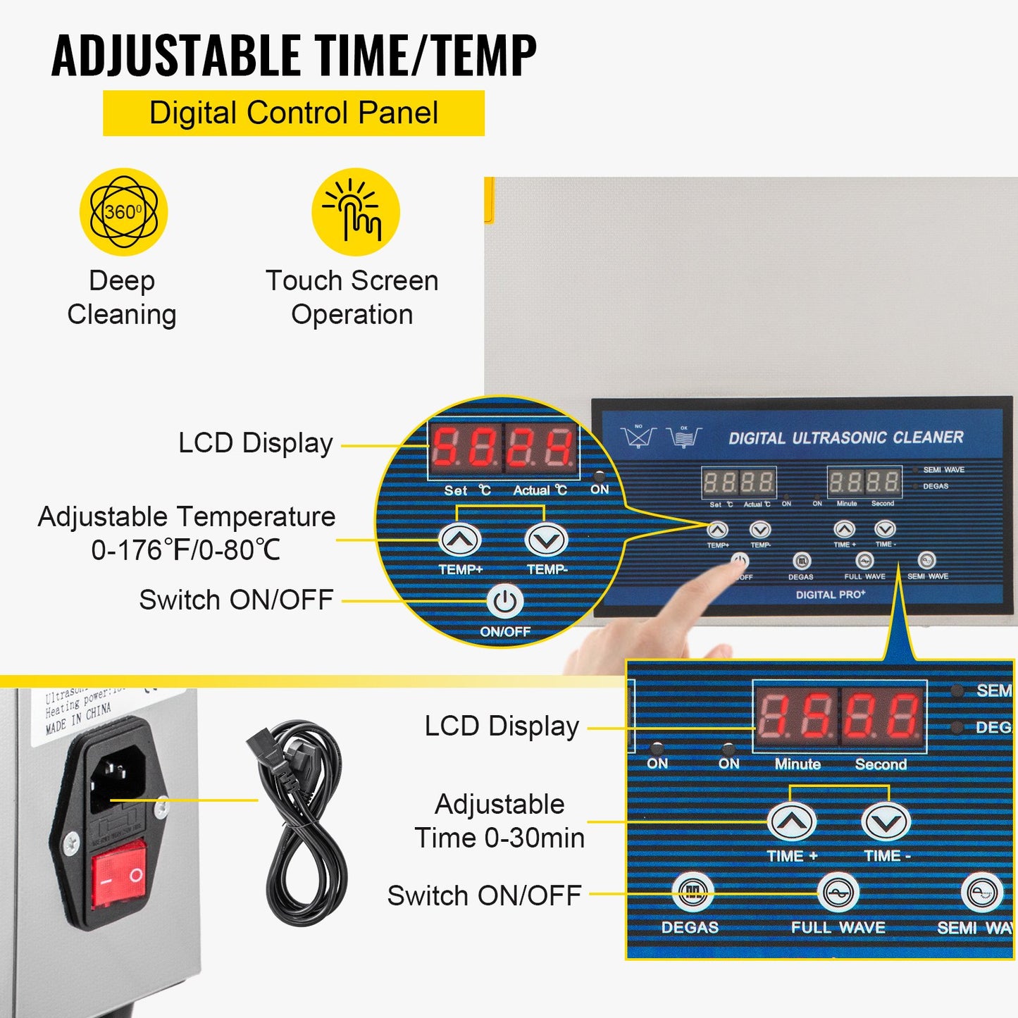 Dubbelfrekvens 22L ultraljudsrengörare med värmare för smycken och glasögon