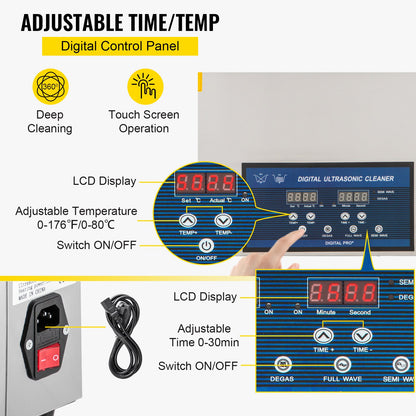 Dubbelfrekvens 22L ultraljudsrengörare med värmare för smycken och glasögon