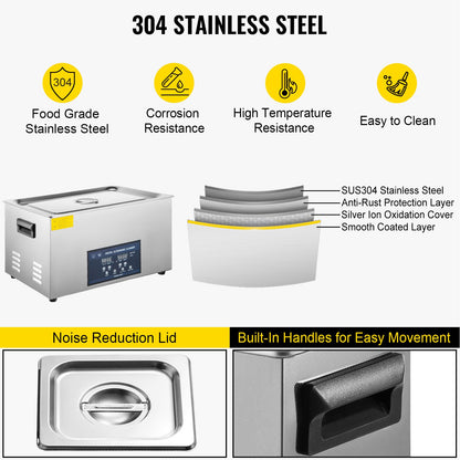 Dubbelfrekvens 22L ultraljudsrengörare med värmare för smycken och glasögon