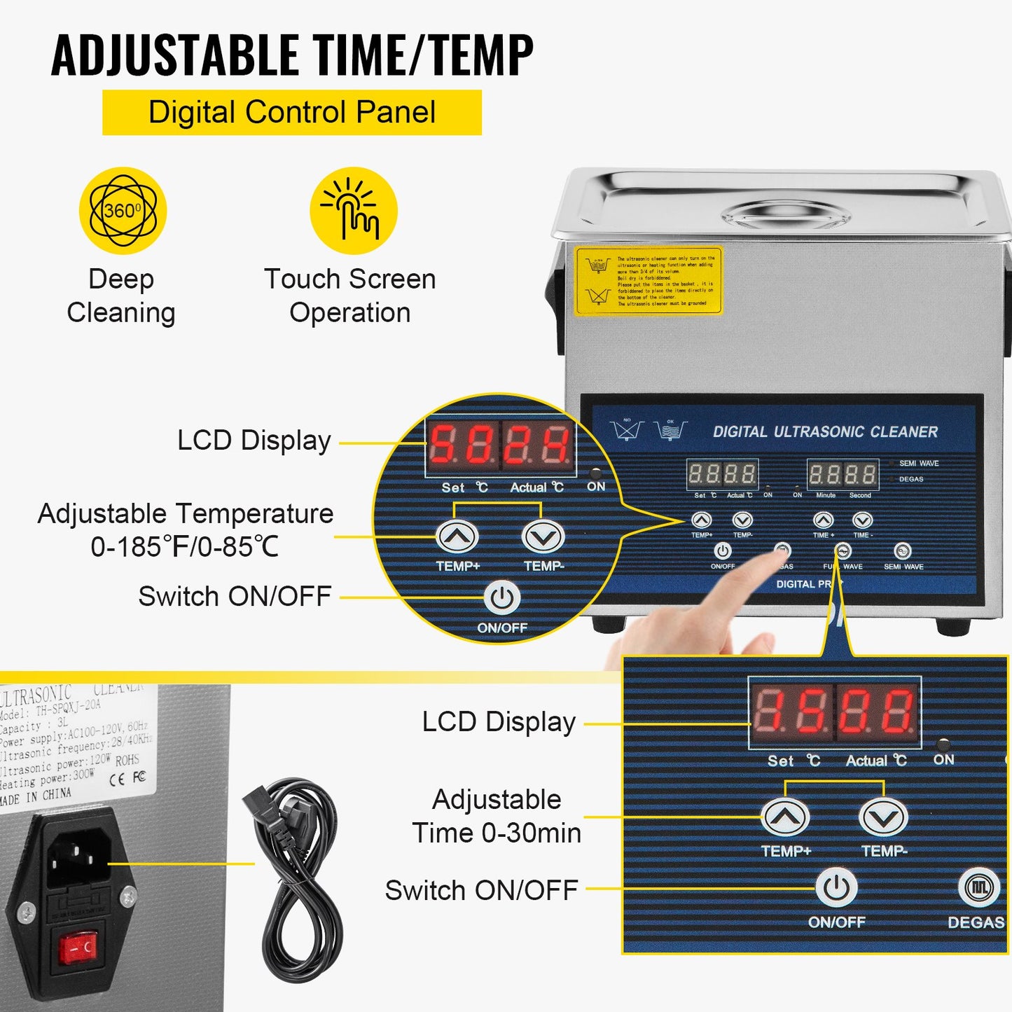 6L Ultrasonic Cleaner Dual Frequency Ultrasonic Cleaning Machine with Heater Jewelry Cleaner for Parts Jewelry Eyeglass Ring Denture Record Circuit Board 28/40KHz