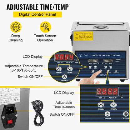6L Ultrasonic Cleaner Dual Frequency Ultrasonic Cleaning Machine with Heater Jewelry Cleaner for Parts Jewelry Eyeglass Ring Denture Record Circuit Board 28/40KHz