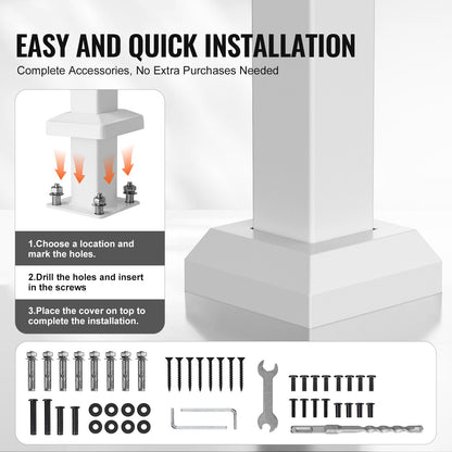 Handrails for Outdoor Steps, 1-2 Step Stair Hand Rail Kit, Transitional Carbon Steel Railings with Installation Kit, Stair Rails for Seniors, Concrete Steps & Porch & Deck, White Retro Arch