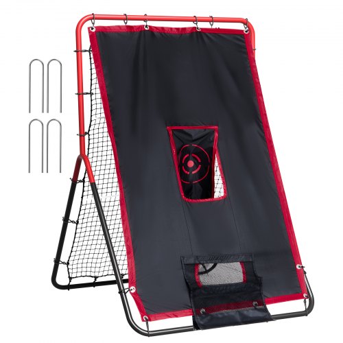 Baseboll- och softbollsreboundernät, 3,5 x 4,5 fot 2-i-1 Switch Hitter Pitch Trainer, PitchBack baseboll pitching return tränarnest, Bounce Back-nät för fält-/kastträning