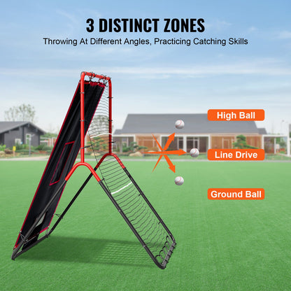 Baseball And Softball Rebounder Net, 3.5 x 4.5 ft 2-in-1 Switch Hitter Pitch Trainer, PitchBack Baseball Pitching Return Trainer Nest, Bounce Back Net for Fielding/Throwing Practice