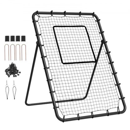 Baseboll- och softbollreboundernät, 4 x 6 fot PitchBack-basebollnät för pitching- och fältträning, Pitch Return Trainer-reboundnät med pitchingmål, 4 justerbara vinklar
