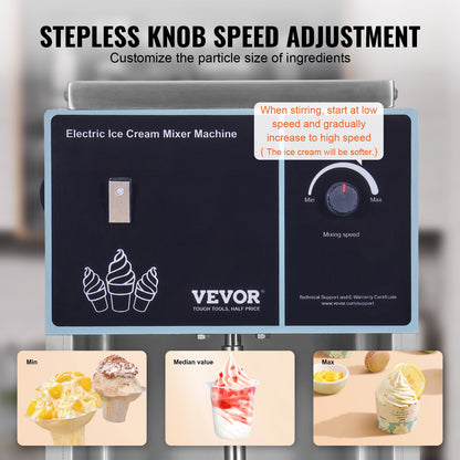 Glassmixer, 400W höghastighetsglassmaskin, mixer och omrörningsmaskin, 4200 varv/min, steglös hastighetsjustering, glassshaker i 304 rostfritt stål, 3 handkoppar, gör olika glasssmaker