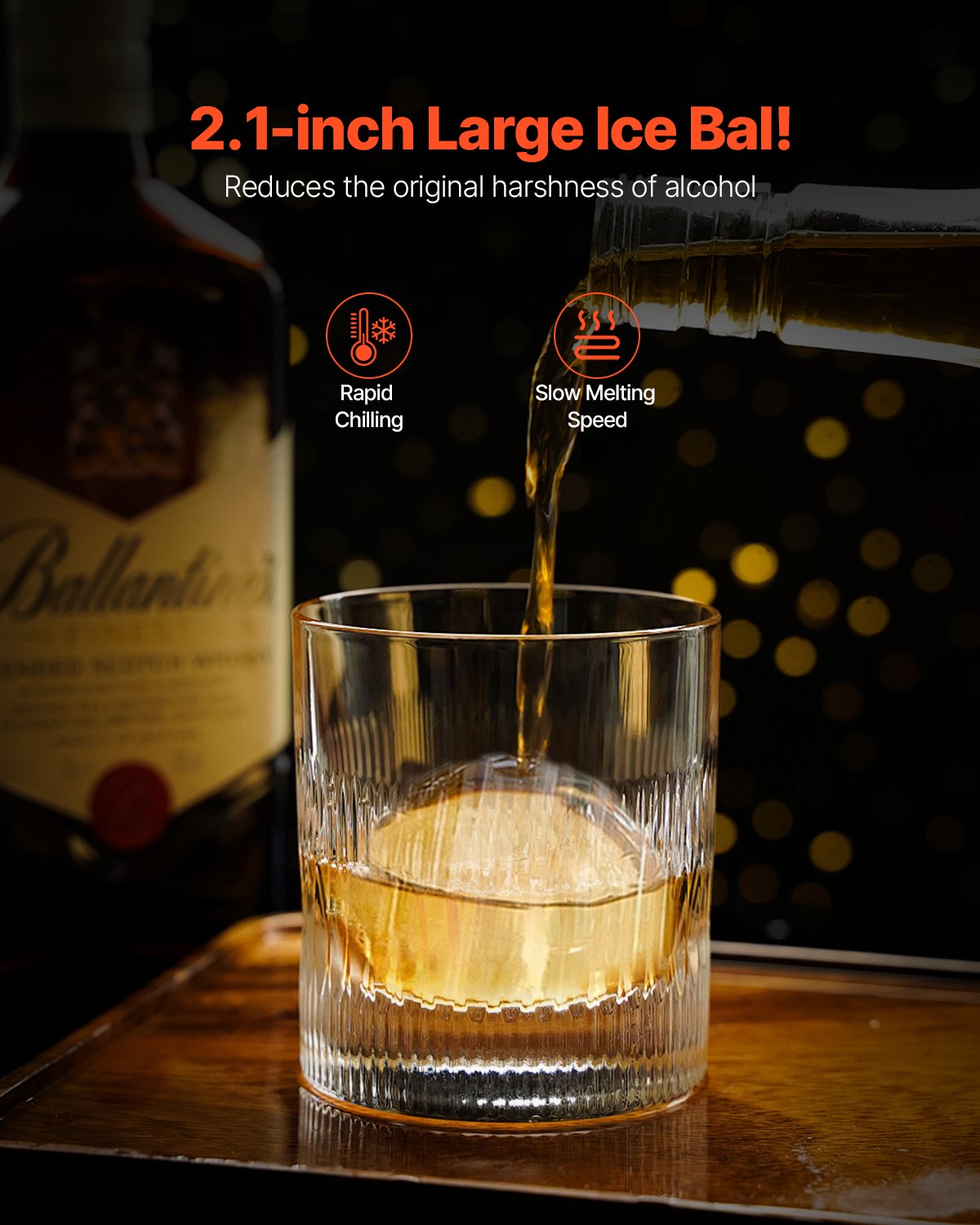 Ice Ball Press, 2.1" Ice Ball Maker, Aviation Aluminum Ice Ball Press Kit for 53mm Ice Sphere, Ice Press with Tong and Drip Tray, for Whiskey, Cocktail, Bourbon, Scot on Party & Holiday