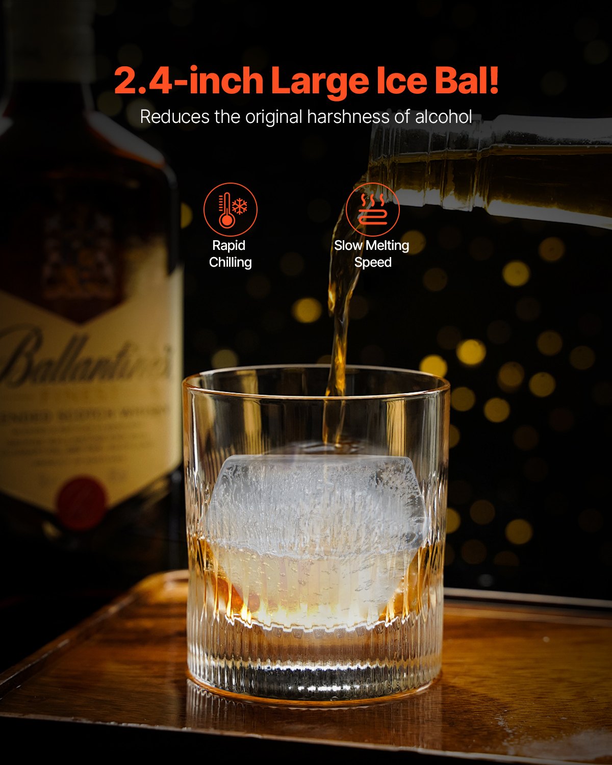 Ice Diamond Press, 2,4" isbollsmaskin, diamantpress i aluminium för isdiamant, ispress med tång och droppbricka, för whisky, cocktail, bourbon, skotsk whisky på fest och högtider