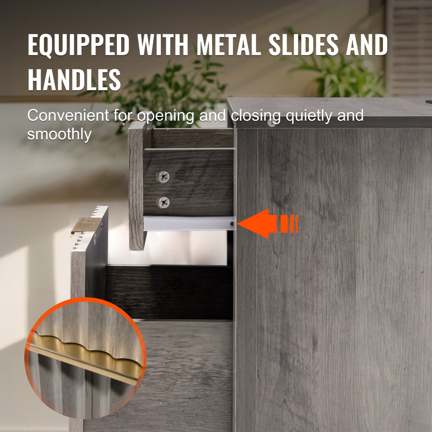 Farmhouse End Table, Set of 2, Square Night Stand with USB Ports and Outlets, 3 Tiers End Table Side Table with Storage Cabinet and 2 Drawers, Ideal for Living Room, Bedroom, Office, Gray