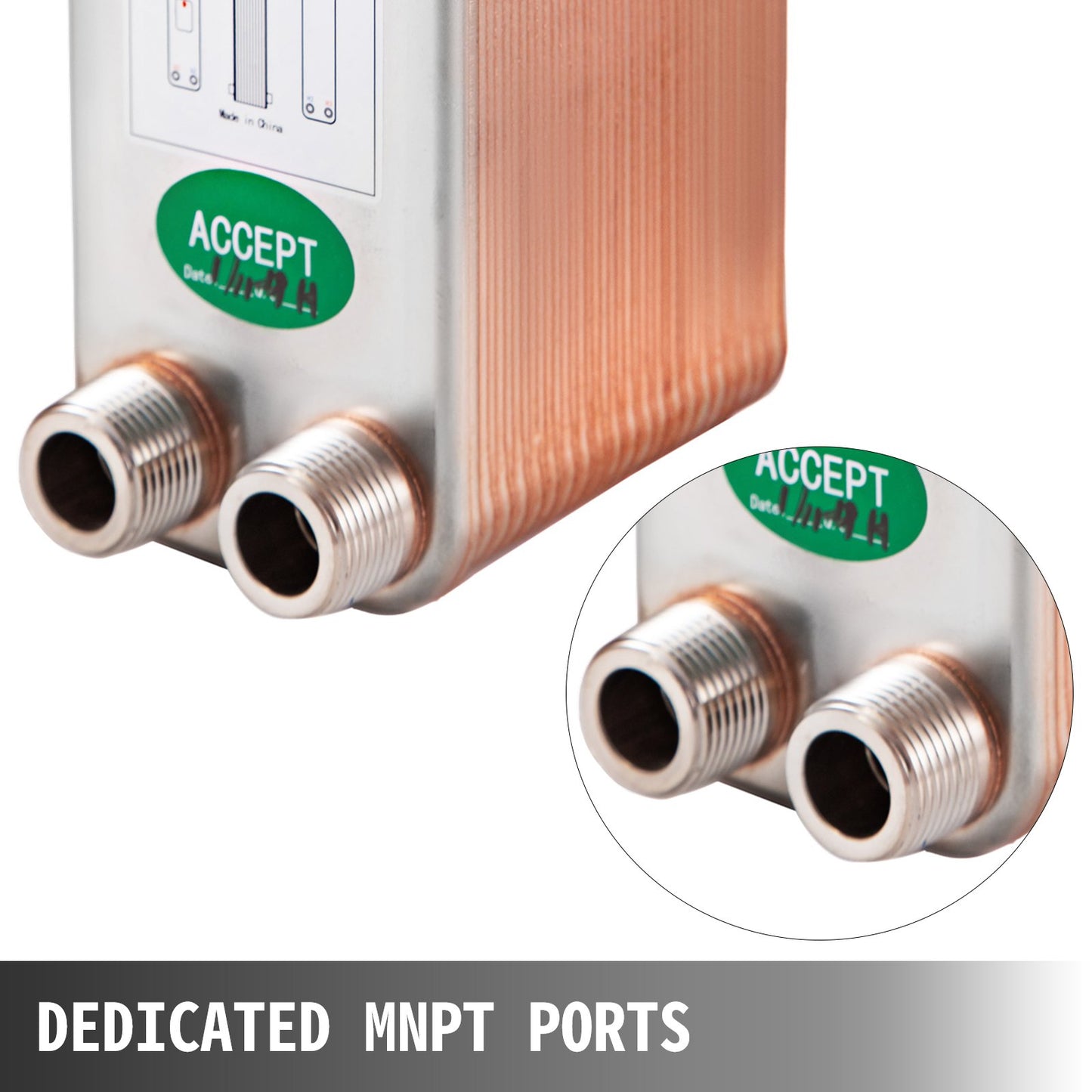 Heat Exchanger 3/4” MNPT Ports Brazed Plate Heat Exchanger 40 Plate heat exchanger plate exchanger Stainless Steel 316L Flat Plate Heat Exchanger Plate Chiller Wort for Hydronic Heating