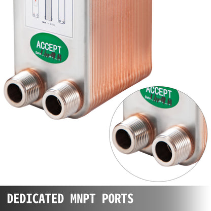 Heat Exchanger 3/4” MNPT Ports Brazed Plate Heat Exchanger 40 Plate heat exchanger plate exchanger Stainless Steel 316L Flat Plate Heat Exchanger Plate Chiller Wort for Hydronic Heating