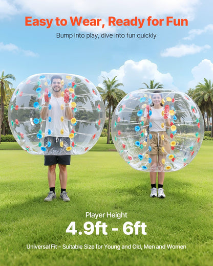 Inflatable Bumper Balls 1-Pack, 5FT/1.5M Body Sumo Zorb Ball, 0.8mm Thick PVC Human Hamster Bubble Knocker for Outdoor Sports Team Gaming Play, Bopper Toy for Garden Yard Park, Multicolor