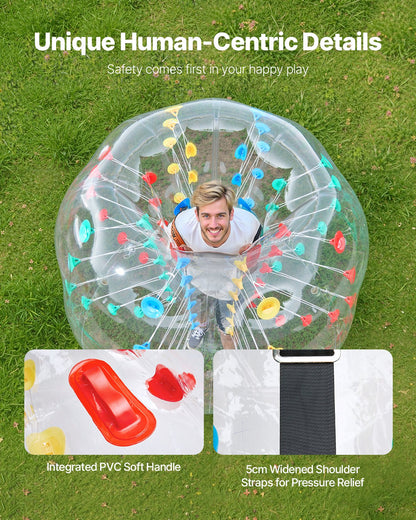 Inflatable Bumper Balls 1-Pack, 5FT/1.5M Body Sumo Zorb Ball, 0.8mm Thick PVC Human Hamster Bubble Knocker for Outdoor Sports Team Gaming Play, Bopper Toy for Garden Yard Park, Multicolor