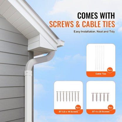 Mini Split Line Set Cover 76.2mm W 2270mm L, PVC Decorative Pipe Line Cover For Air Conditioner with 2 Straight Ducts & Full Components Easy to Install, Paintable for Heat Pumps, White