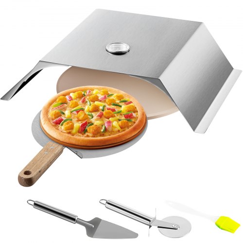 Pizza Oven Kit, Stainless Steel Grill Pizza Oven, Pizza Maker Kit for Most 22" Charcoal Grilll, Grill Pizza Oven Kit Including Pizza Chamber, 13" Round Pizza Stone, 10 x 11.8 inch Pizza Peel