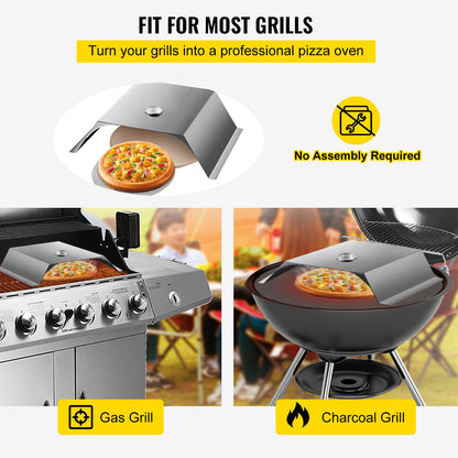 Pizza Oven Kit, Stainless Steel Grill Pizza Oven, Pizza Maker Kit for Most 22" Charcoal Grilll, Grill Pizza Oven Kit Including Pizza Chamber, 13" Round Pizza Stone, 10 x 11.8 inch Pizza Peel