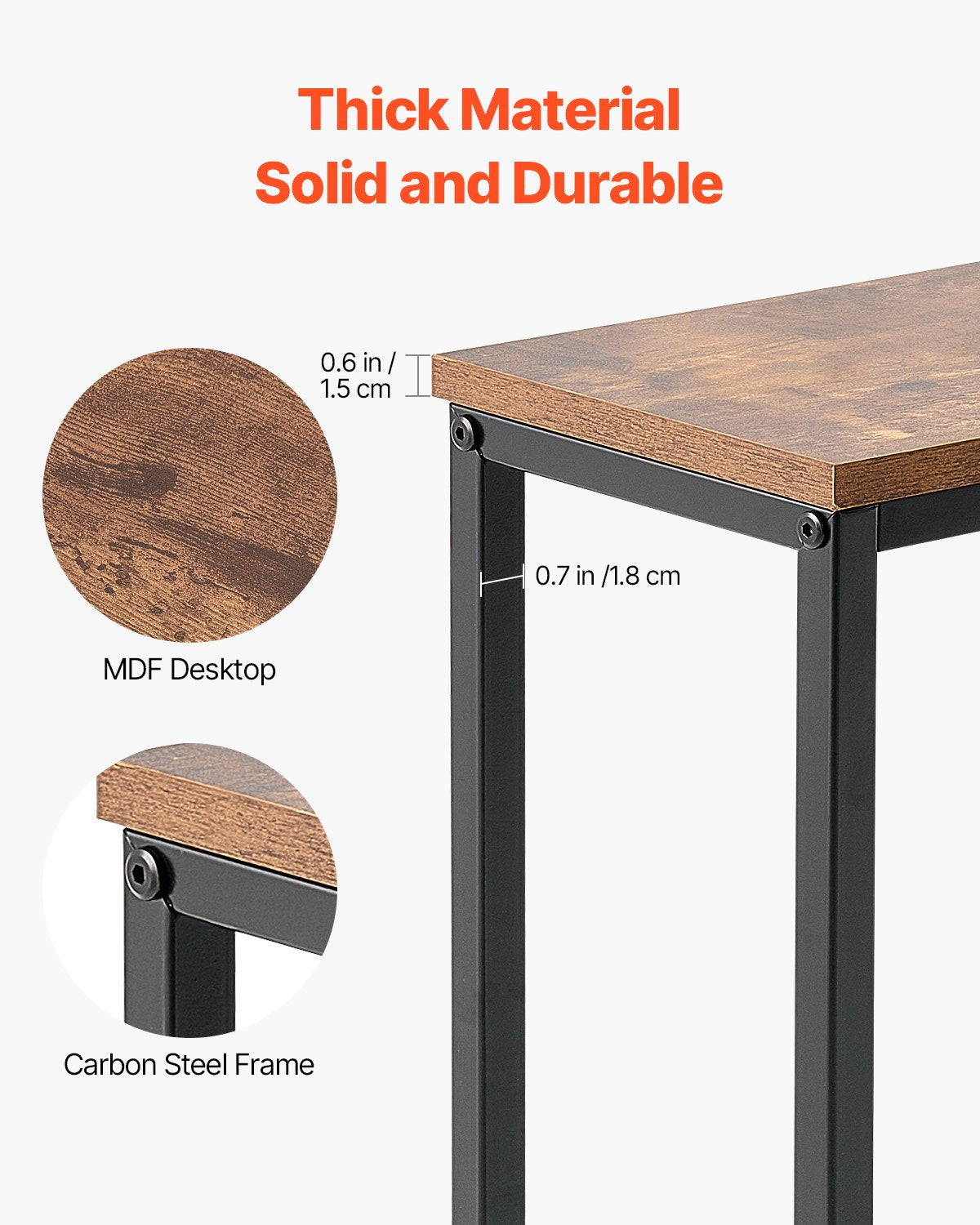 Narrow Console Sofa Table, 70.9” Behind Couch Table with Power Outlets, 1-Tier Long Entryway Table, Narrow Sofa Table with Metal Frame and Charge Station, for Entryway, Hallway, Living Room