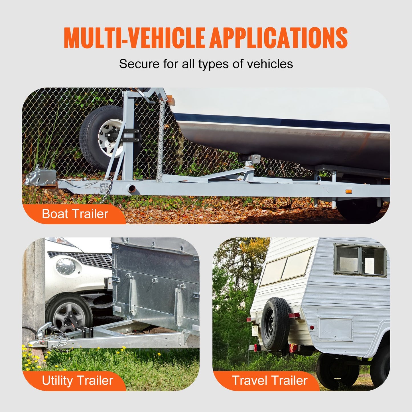 Reservdäckshållare, reservdäcksfäste för släpvagn, 72,6 kg kapacitet, tillbehör till släpvagnar. Passar de flesta 4-, 5-, 6- och 8-kablars hjul på 10,2 cm, 10,8 cm, 11,4 cm, 12,1 cm, 12,7 cm, 14 cm, 15,2 cm, 16,5 cm bultmönster.