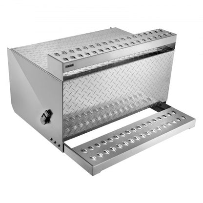 Semi-Truck Step Tool Box, 790 x 770 x 485 mm Heavy Duty Aluminum Diamond Plate Toolbox, Waterproof Cab Entry Step Storage Box with Shock-Absorbing Latch for Flatbed, Crane, and Semi Trucks