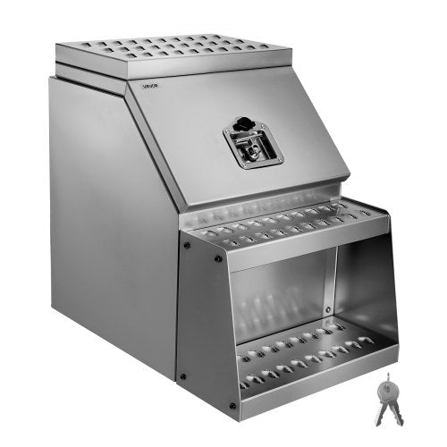 Semi-Truck Step Tool Box, 457 x 695 x 645 mm Heavy Duty Aluminum Toolbox Side Mount, Waterproof Side Storage Saddle Step Box with T-Handle Lock & Keys for Semi Trucks, Flatbed Trailers