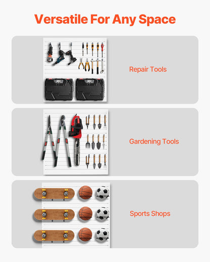 Ribbor i vägg, 12 x 120 cm, PVC-ribbvägg för garage med modulär design, vit ribbor, lättmonterad, justerbar ribborpanel med kopplingsstruktur och gör-det-själv-skärning, passar för förvaring och visning