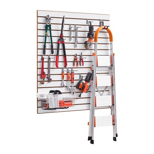 Slat Wall Paneling, 4 x 4 ft, MDF Garage Slatwall with Modular Design, White Slat Wall Easy-to-Install Adjustable Slatwall Panel with Coupling Structure & DIY Cutting, Fits for Storage & Display