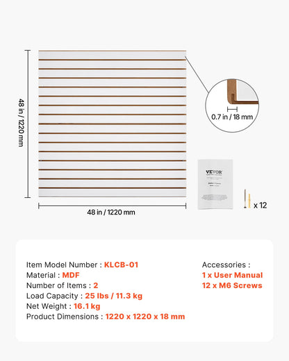 Slat Wall Paneling, 4 x 4 ft, MDF Garage Slatwall with Modular Design, White Slat Wall Easy-to-Install Adjustable Slatwall Panel with Coupling Structure & DIY Cutting, Fits for Storage & Display