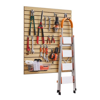 Ribbor för vägg, 12,5 x 12,5 m, MDF-ribbor för garage med modulär design, naturlig ribbor, lättmonterad, justerbar ribbor med kopplingsstruktur och gör-det-själv-skärning, lämplig för förvaring och visning